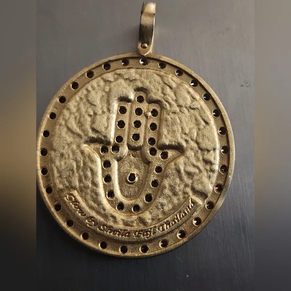 Gold Tone Hamsa Pendant with Crystals By SHELIA FAJL THAILAND - Picture 3 of 5